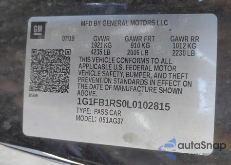 2020 Chevrolet Camaro Rwd 1Lt from USA, damaged, VIN 1G1FB1RS0L0102815